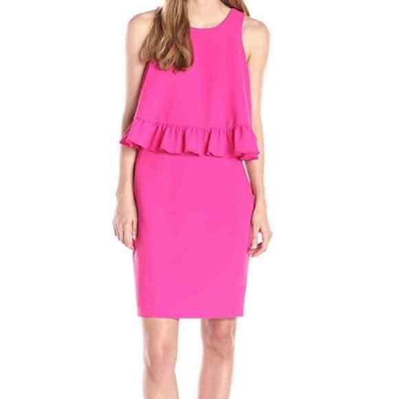 Trina Turk Sz 4 KAYLEEN Dress Magenta Fuchsia Pink Open Split Back - Picture 3 of 15